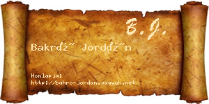 Bakró Jordán névjegykártya